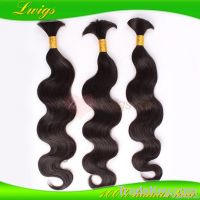 Wholesale 100% brazilian hair bulk, natural color Free shipping