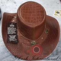 Brown Leather Stem Punk Hat
