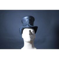 Black Skull Leather Lace Leather Top Hat