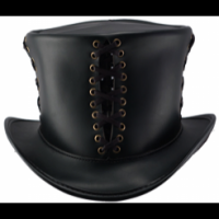 Synch Black Genuine Leather Top Hats For Men