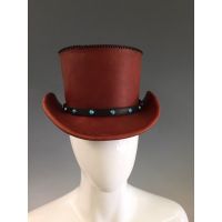 Maroon Black Leather Top Hat
