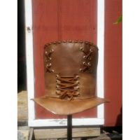 Brown Laces Top Hat Genuine Leather Top Hat