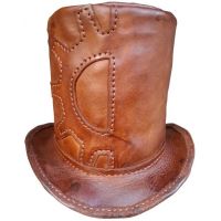 Steam punk Leather Top Hat With Gear Design For Men