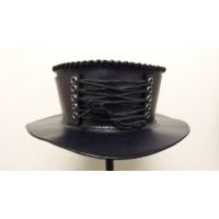 Black Laces Top Hat Genuine Leather