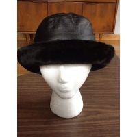 Leather Crushable Black Bucket Hat With Fur