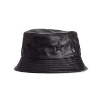 Hat Embroidered Stars Imitation Leather Black