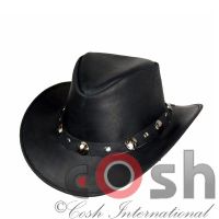 Real Leather Cowboy Spikes Hat With Printing By COSH