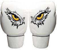 White Leather Print Boxing Gloves Supplier