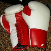 Real Red White Leather Boxing Gloves Supplier