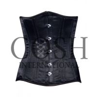 Full Black Satin Underbust Waist Training Corset Supplier