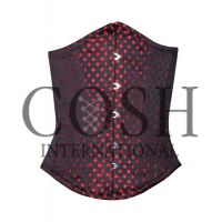 Under Breast Corset In Black And Red Dotted Brocade