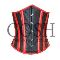 Underbust Corset In Black And Red Striped Leather