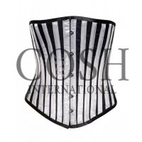 Underbust Corset With White And Black Pinstripe Satin Corset
