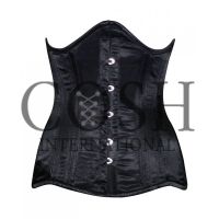 Black Satin Underbust Double Steel Boned Corset Supplier