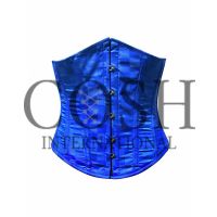 Blue Satin Waist Training Steelboned Underbust Corsets