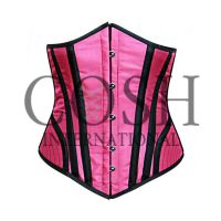 Underbust Corset In Pink And Black Satin