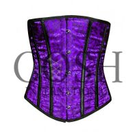 Purple Black Satin Underbust Single Steel Boned Corset Supplier