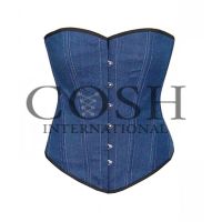 Overbust Corset In Blue Jeans Cotton