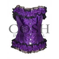 Overbust Corset In Purple Satin With Lace