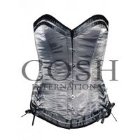 Overbust corset in gray satin ,Grey Sailor Steel Boned Corset