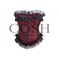 Overbust Corset In Maroon With Lace Satin