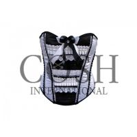 Overbust Corset In Black And White Satin