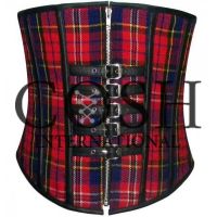 Tightening Underbust Male & Female Tartan Plaid Zipper Corset