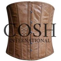 Male corset under the breast of genuine leather