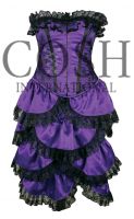 Fully Steel Boned Fullbust Bustle Purple Lace Corset Dress- 2 PCS