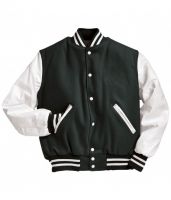 Wholesale Wool Baseball Men Jackets, Black Body And White Sleeves