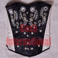 HIGH QUALITY SATIN WITH SILVER BEADED COUTURE CORSET SUPPLIER