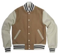 Camel Cream Slim Fit Varsity Jacket