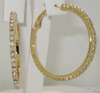 Gold 40 MM AB Crystal Hoop Earrings