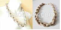Gold & Silver Chunky Crew Pave Link Chain Necklace J Style
