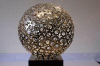 modern stainless steel sphere sculpture