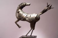 modern abstract metal horse sculpture