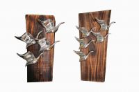 resin and wood panel wall art sculpture