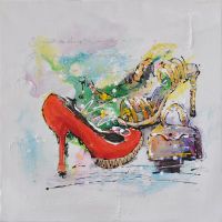 hand made modern high-heeled shoes oil painting