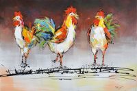 modern rooster oil painting