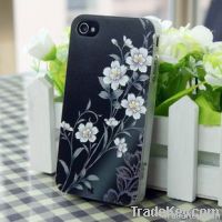 Elegant flower in black, case fit for Iphone 4S