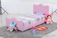 kids single pink leather bed