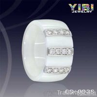 8mm Wholesales White Ceramic Ring with Silver, CZ setting , Fashion Cer