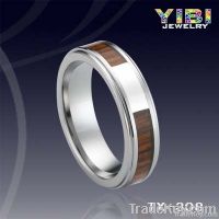 Amazing Sterling Silver Ring, Wooden 925 Silver Tungsten Ring
