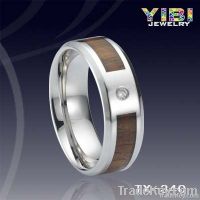 China Wholesale Wood Tungsten Ring, Central Diamond Setting, Beautifu an