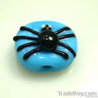 Lampwork glass halloween spider beads/Aqua