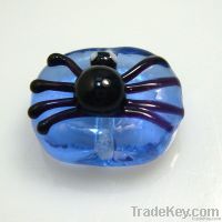 Lampwork glass halloween spider beads/Blue