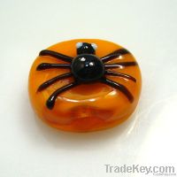 Lampwork glass halloween spider beads/Orange