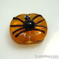 Lampwork glass halloween spider beads/Topaz