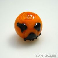 Handmade orange pumpkins with black lampwork bead