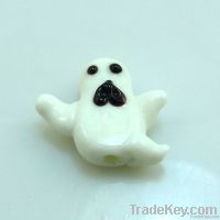 lampwork glass white ghost beads